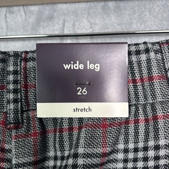 NWT New Ava & Viv Red Gray Plaid Stretch No Gap Waistband Pants Size 26 - Picture 8 of 10